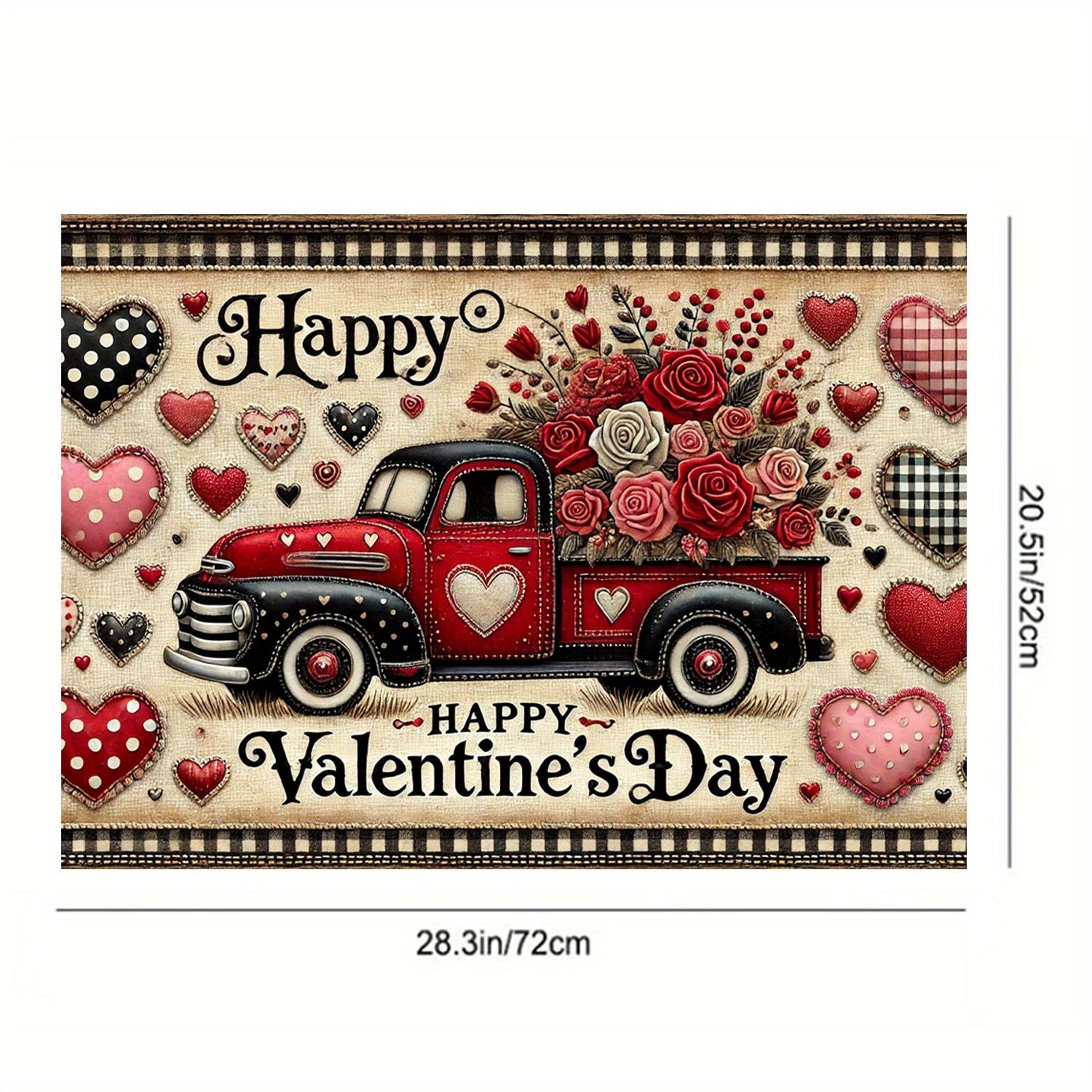 Valentine's Day Stove Panel Protector Red Truck Heart Heat Scratch Resistant
