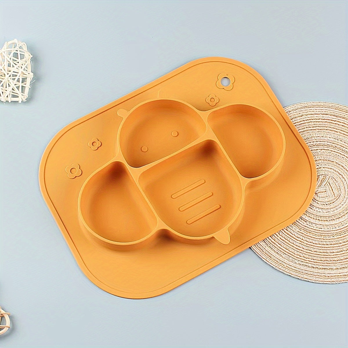 Children's Silicone Dinner Plate with Animal Patterns, High Temperature Resistant, Easy to Clean