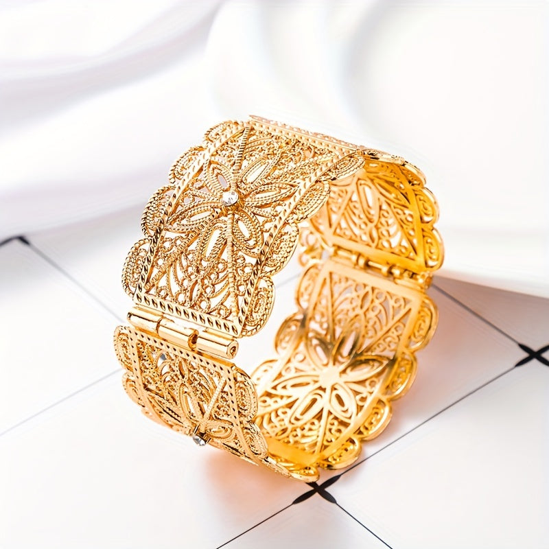 Women's Gold-Plated Metal Bracelet for Traditional Festivals and Wedding Accessories