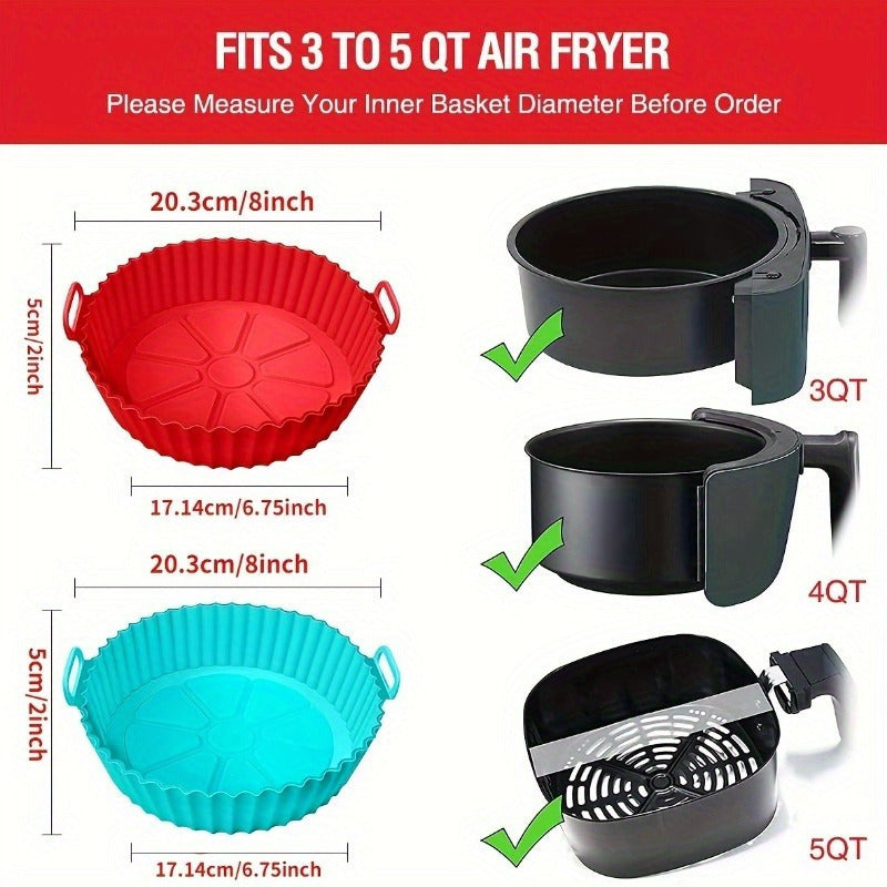 Silicone Air Fryer Mat Collapsible Reusable 8-Inch 3D Round Kitchen Baking Tool
