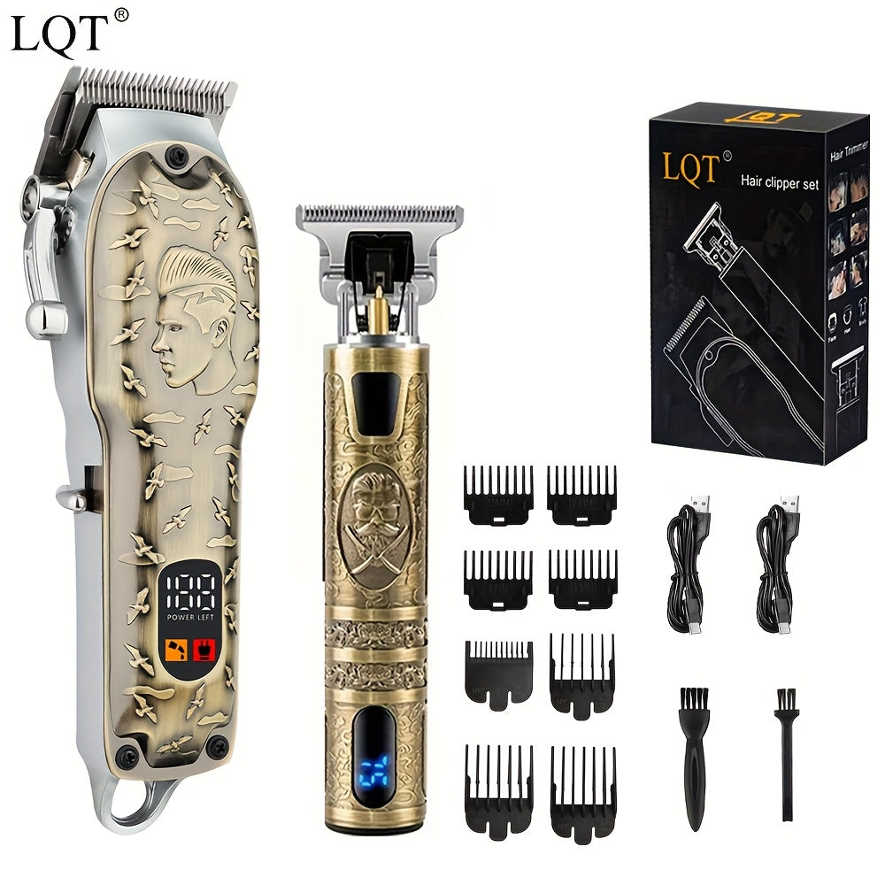 Professional Electric Hair Clipper Cordless USB Rechargeable Lithium Hairdressing Set