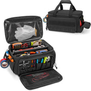 14-Inch Black Tactical Tool Bag with Scratch-Resistant Bottom for Electricians Maintenance Craftsmen