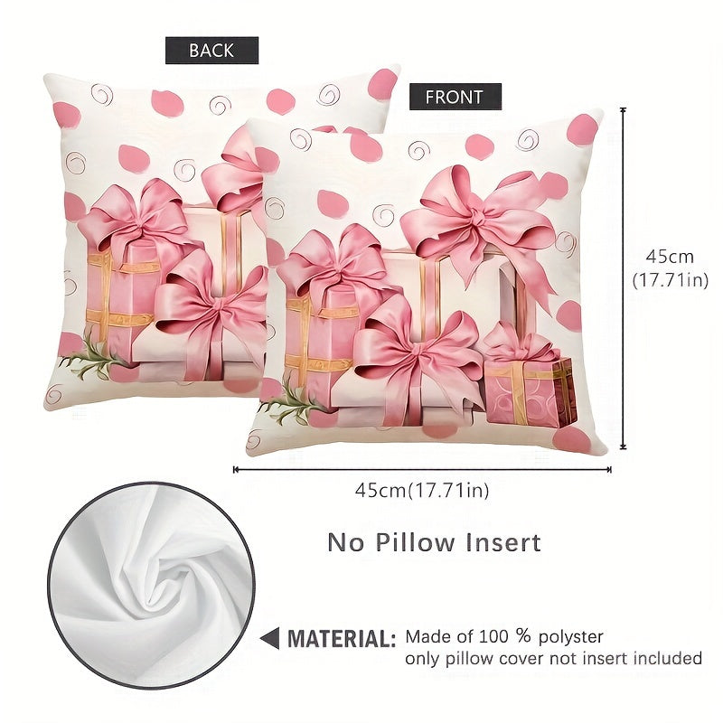 Double-Sided Throw Pillow Cover Mid-Century Chic Polyester Zipper Christmas Decor