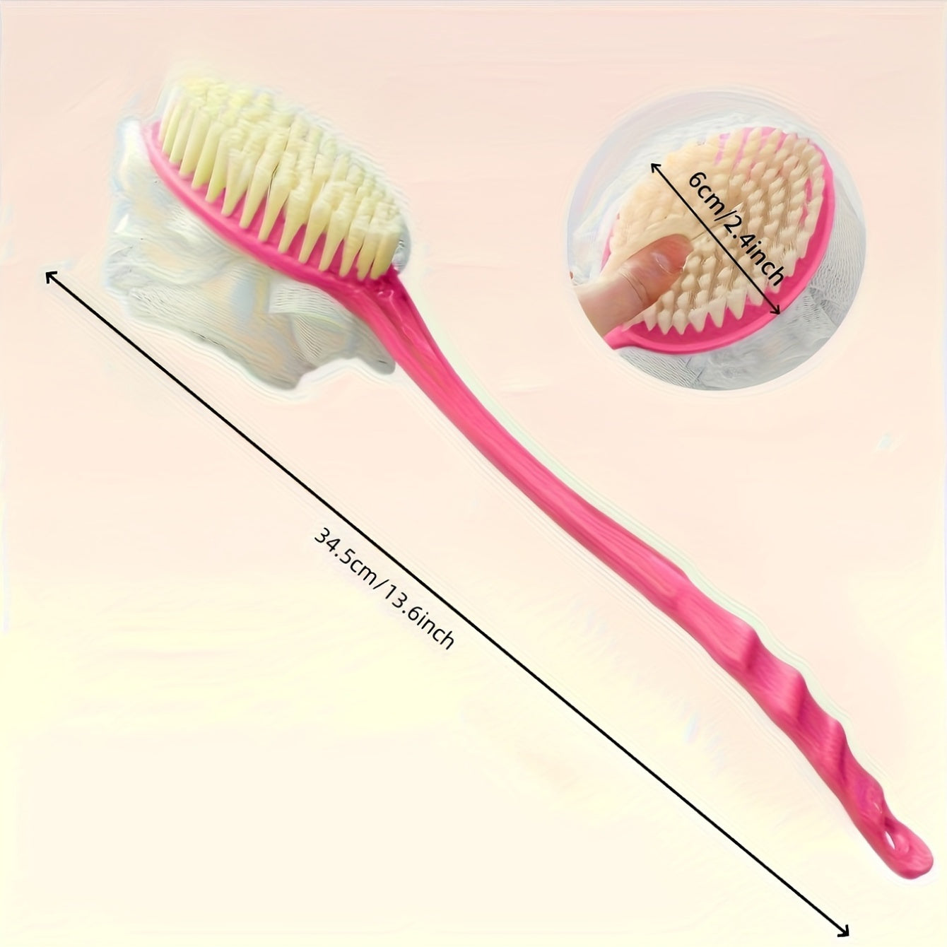 Soft Loofah Body Brush for Men and Women Exfoliating Shower Brush with Long Handle