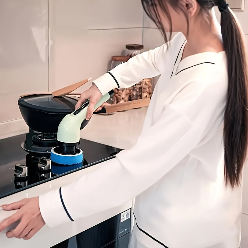 Electric Cleaning Brush Set with 8 Replaceable Heads Cordless Rechargeable for Floors Bathroom Tiles