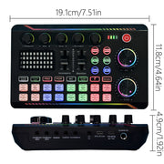 Professional Podcasting Microphone Kit with Live Sound Card and Mixer Black 3.5mm USB Charging