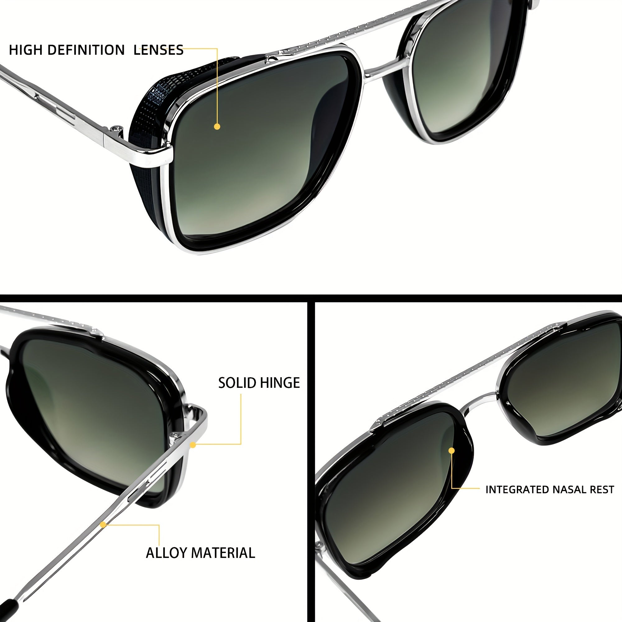 Retro Punk Metal Square Glasses Unisex Fashion Eyewear for Outdoor and Travel