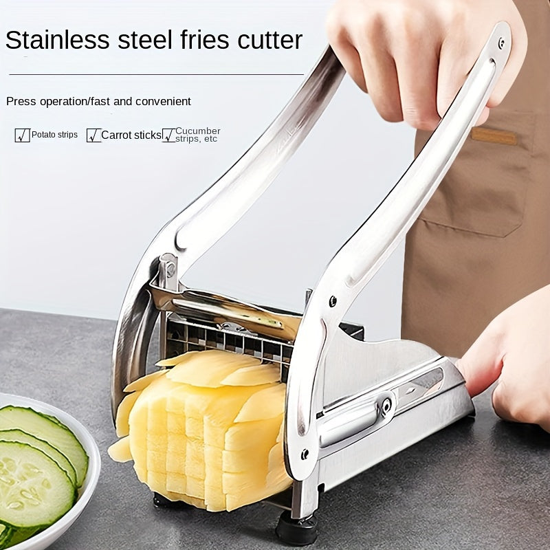 French Fry and Vegetable Cutter Set 3 Pieces Stainless Steel Manual Slicer for Potatoes Carrots Cucumbers