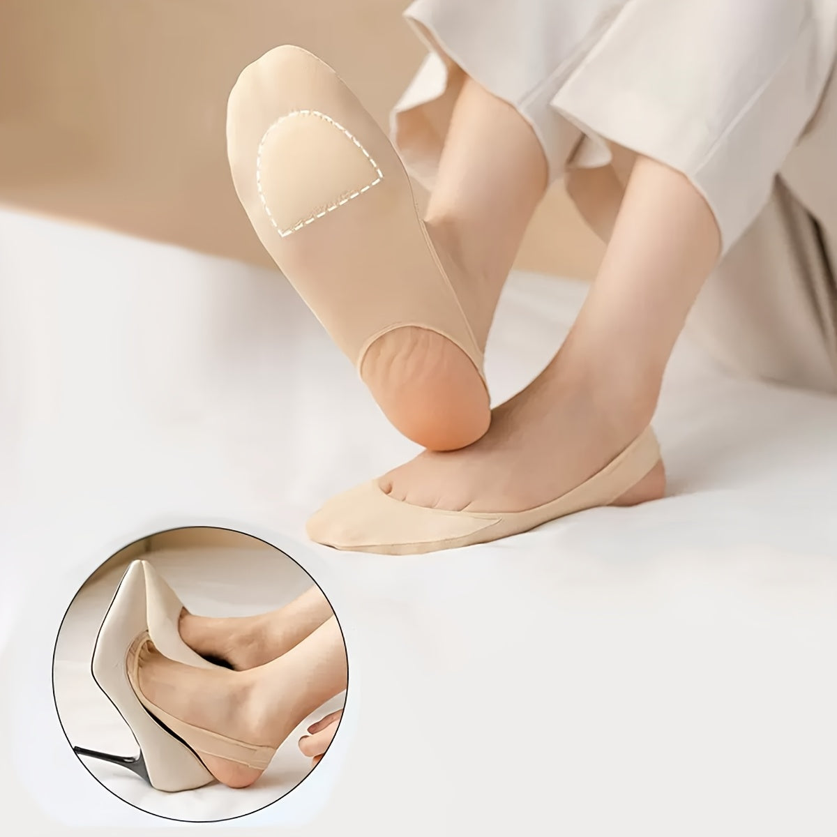 Women Fabric Summer Stiletto Heel Pads Anti-Slip Invisible Inserts