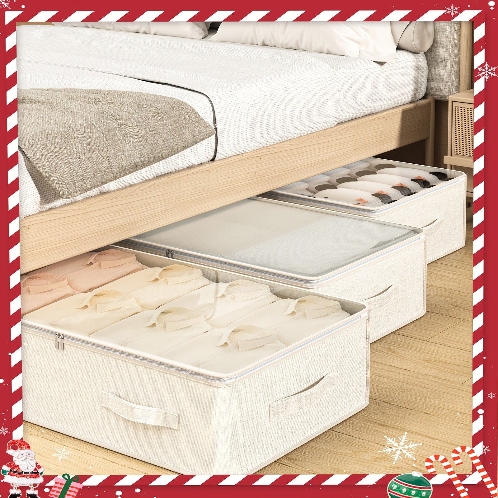 Большой вместительный органайзер для хранения под кроватью для одежды и одеял, складной, экономит место