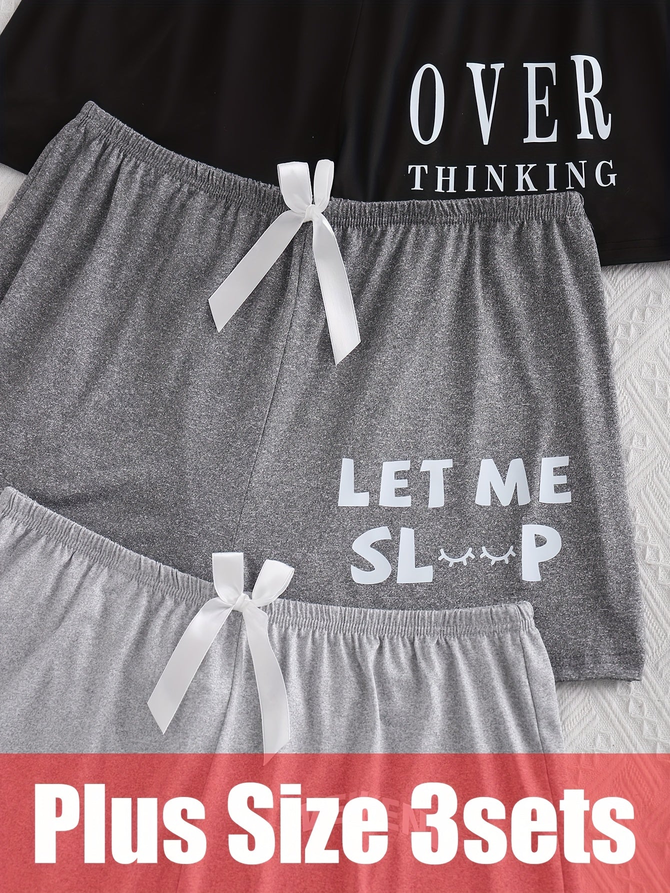 Plus Size Women's Loungewear Set Silky Fiber Short Sleeve Shorts