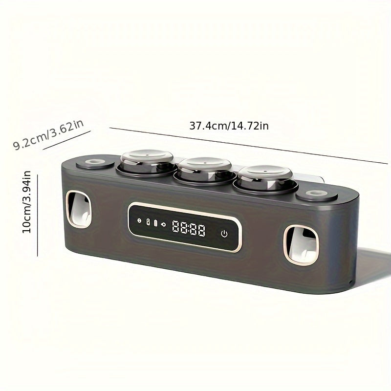 Black Wall-Mounted USB Rechargeable Smart Toothbrush Holder with Double Toothpaste Dispenser