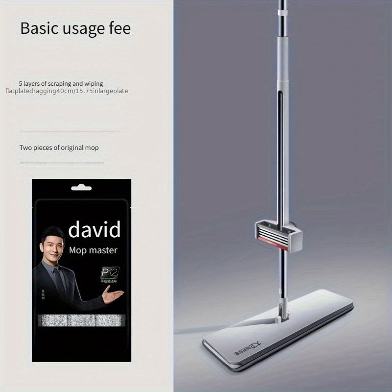 2024-yil uchun yangi: Yengil tozalash uchun qo'l bilan yuvish funksiyasiga ega zanglamas po'latdan yasalgan katta tekis mopa, yotoqxona, hammom, oshxona va yashash xonasi uchun.