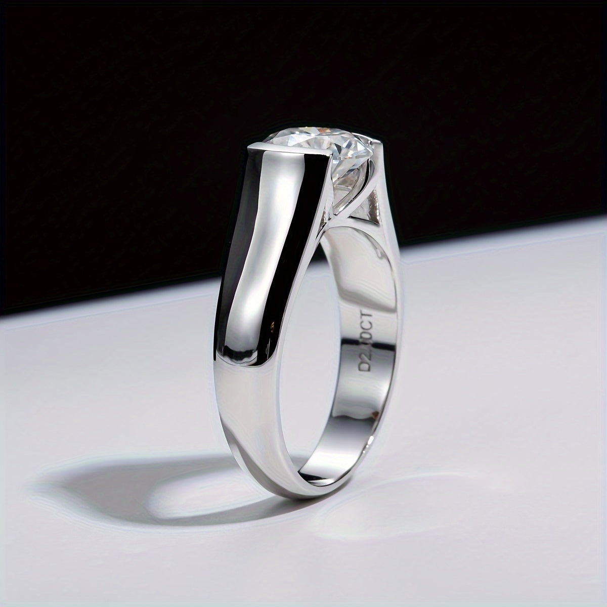 Unisex Moissanite Engagement Ring 2 Carat Sterling Silver Prong Set Wedding Jewelry