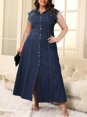 Ayollar uchun denim kiyi, bir rangli, lapel yaka, katta o'lcham, bahor yoz kuz