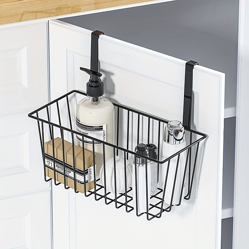 Over-the-Door Metal Storage Basket Wall Mount for Bathroom Kitchen Balcony Black White