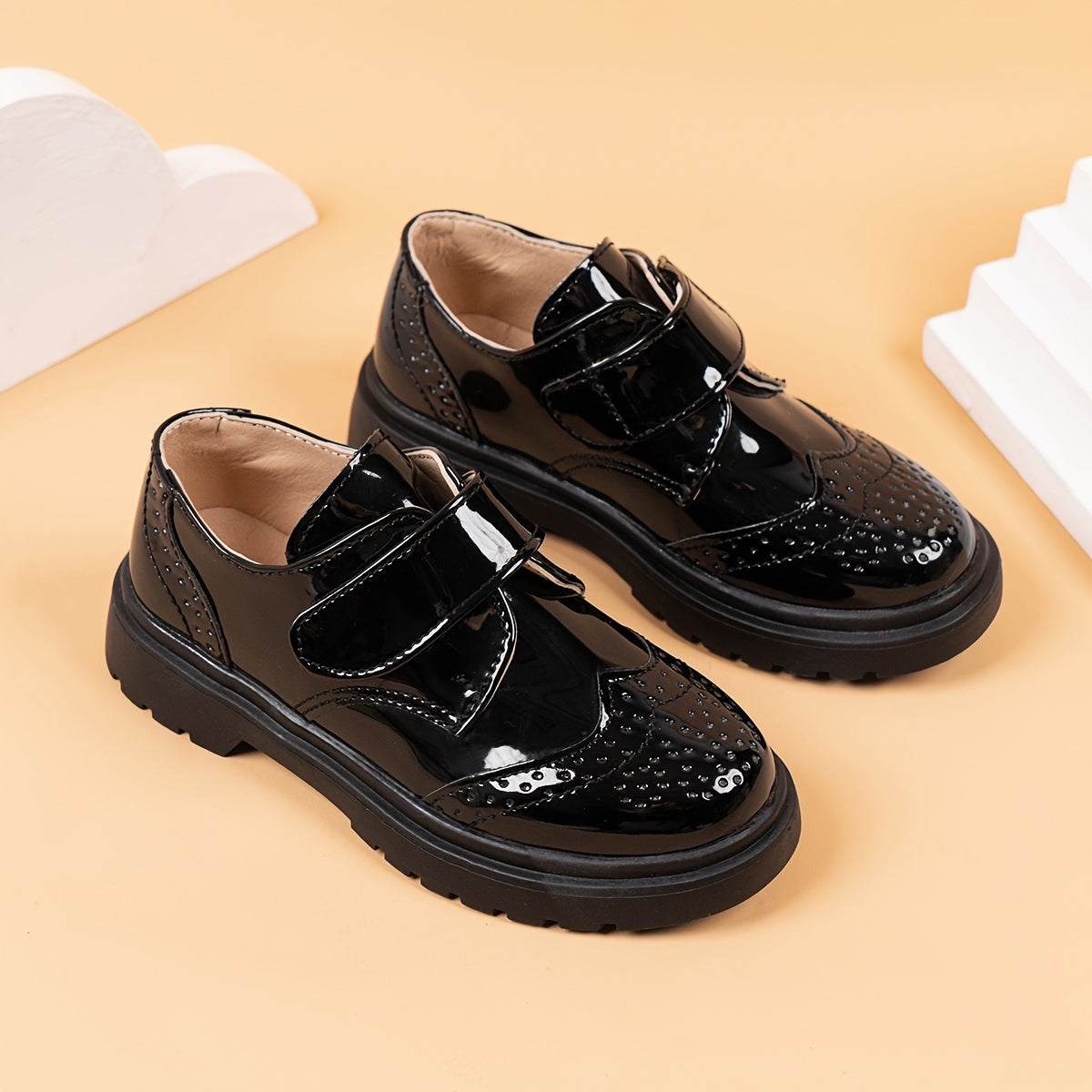Zapatos de vestir negros transpirable de PU para niños, ideales para bodas, fiestas y uso casual