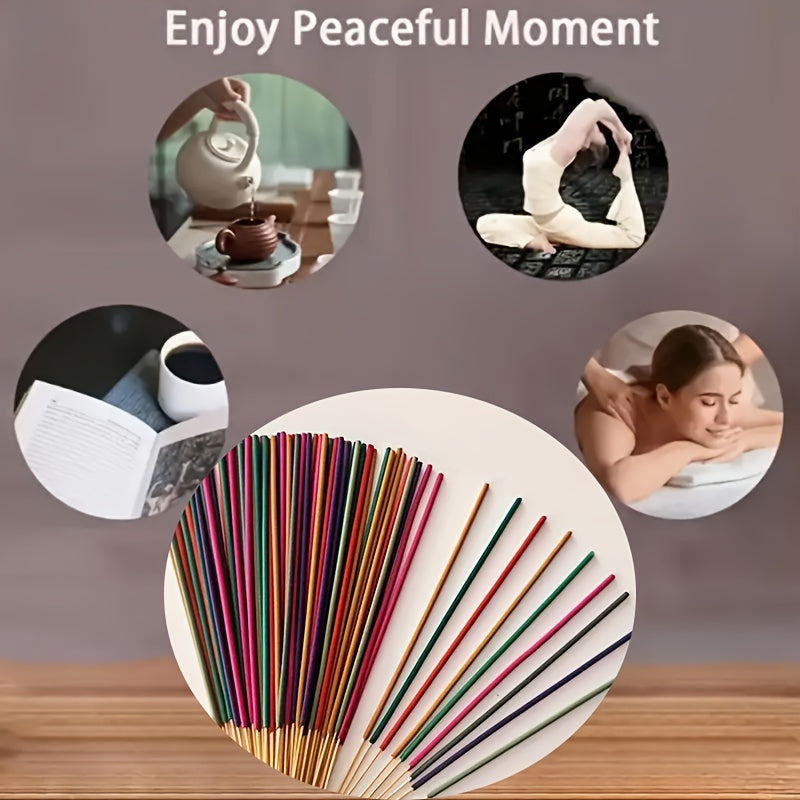 50pcs Aromatherapy Incense Sticks with 5 Scents for Meditation Relaxation Deodorization