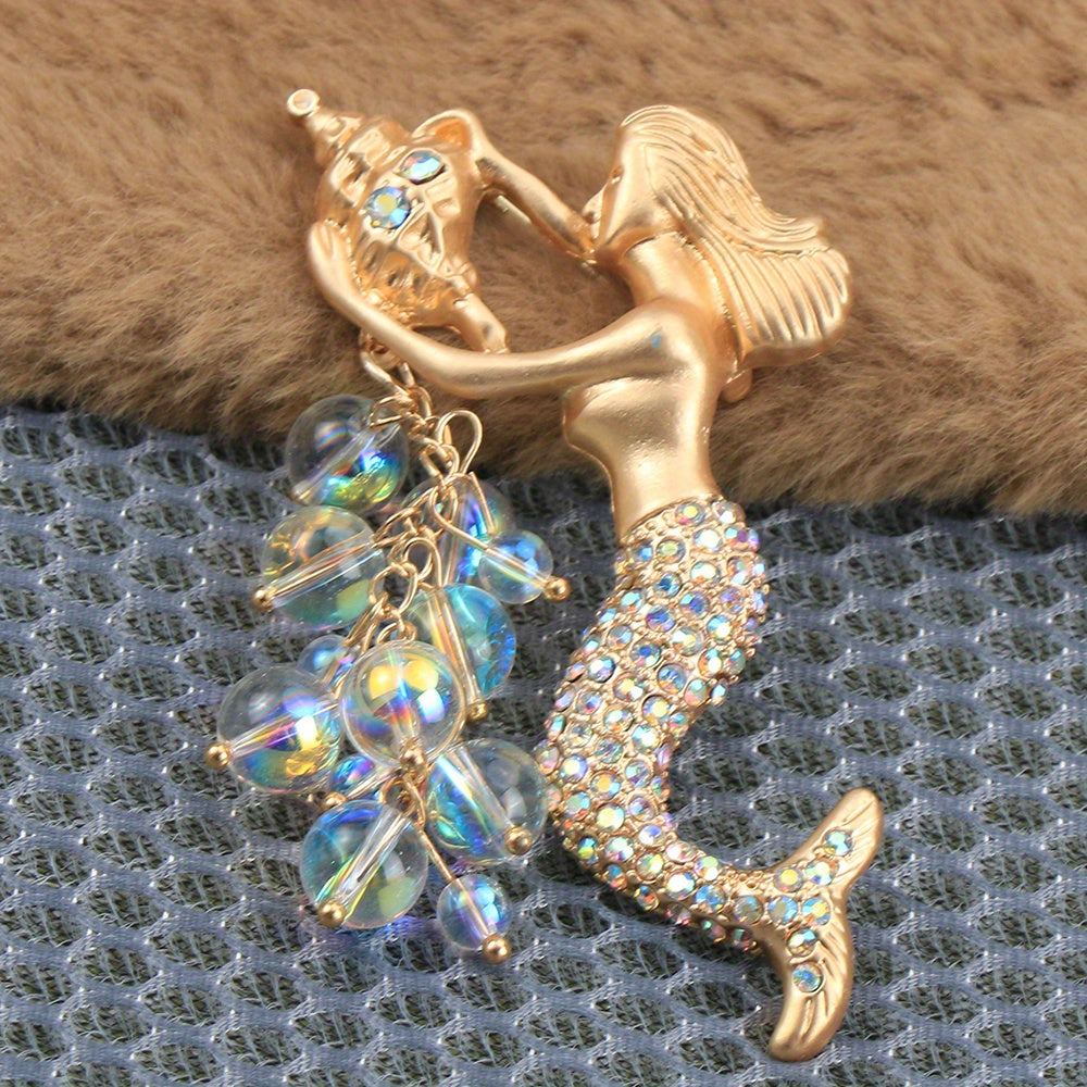 Mermaid Brooch with Enamel and Rhinestones for Ladies Gift