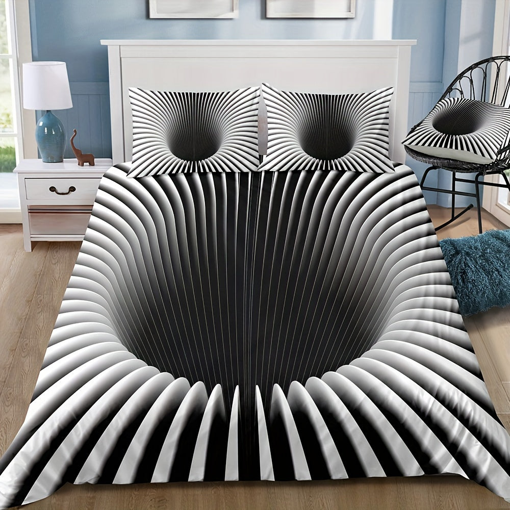 Black Hole Print Bedding Set 3-Piece Duvet Cover and Pillowcases for Bedroom or Guest Room
