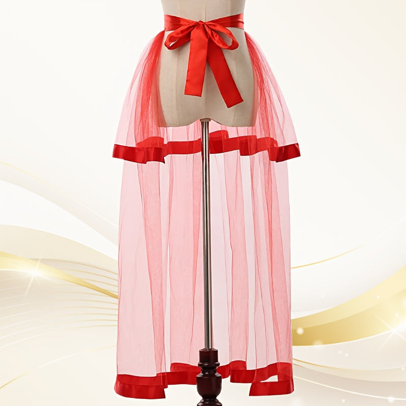 Elegant Bridal Tulle Skirt with Double Layer Ribbon for Wedding or Prom