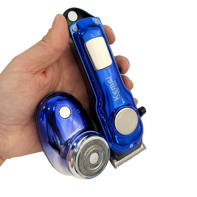 Kit de aseo para barba recargable por USB, cortapelos y afeitadora 2 en 1 portátil