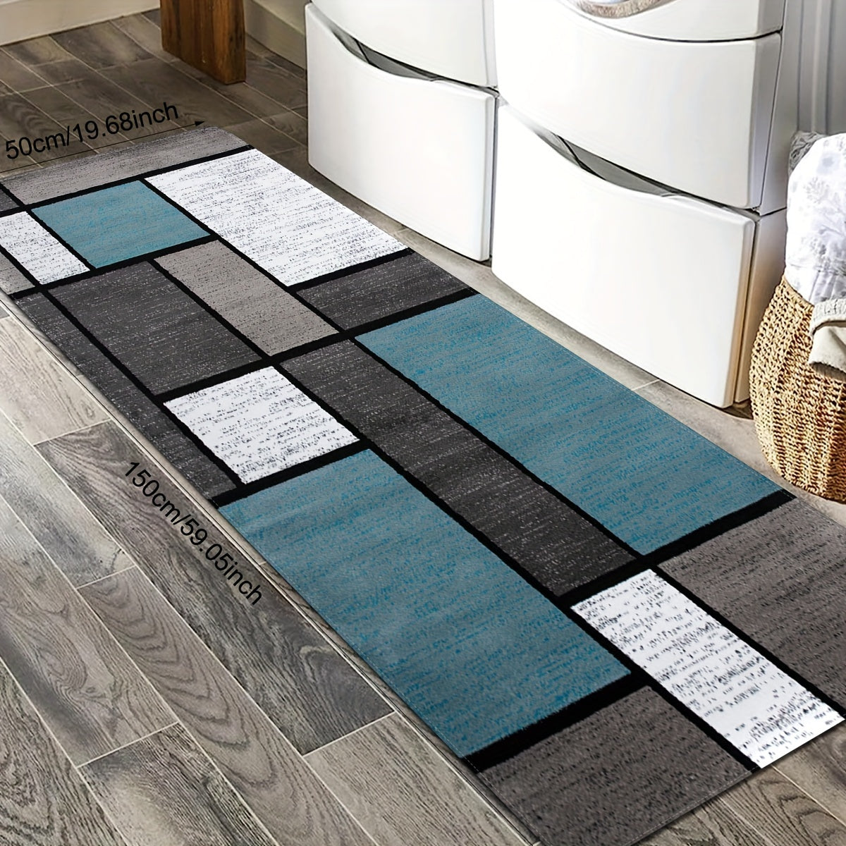 Alfombra de suelo de cocina de poliéster resistente a las manchas y antideslizante con diseño geométrico para cocina y sala de estar