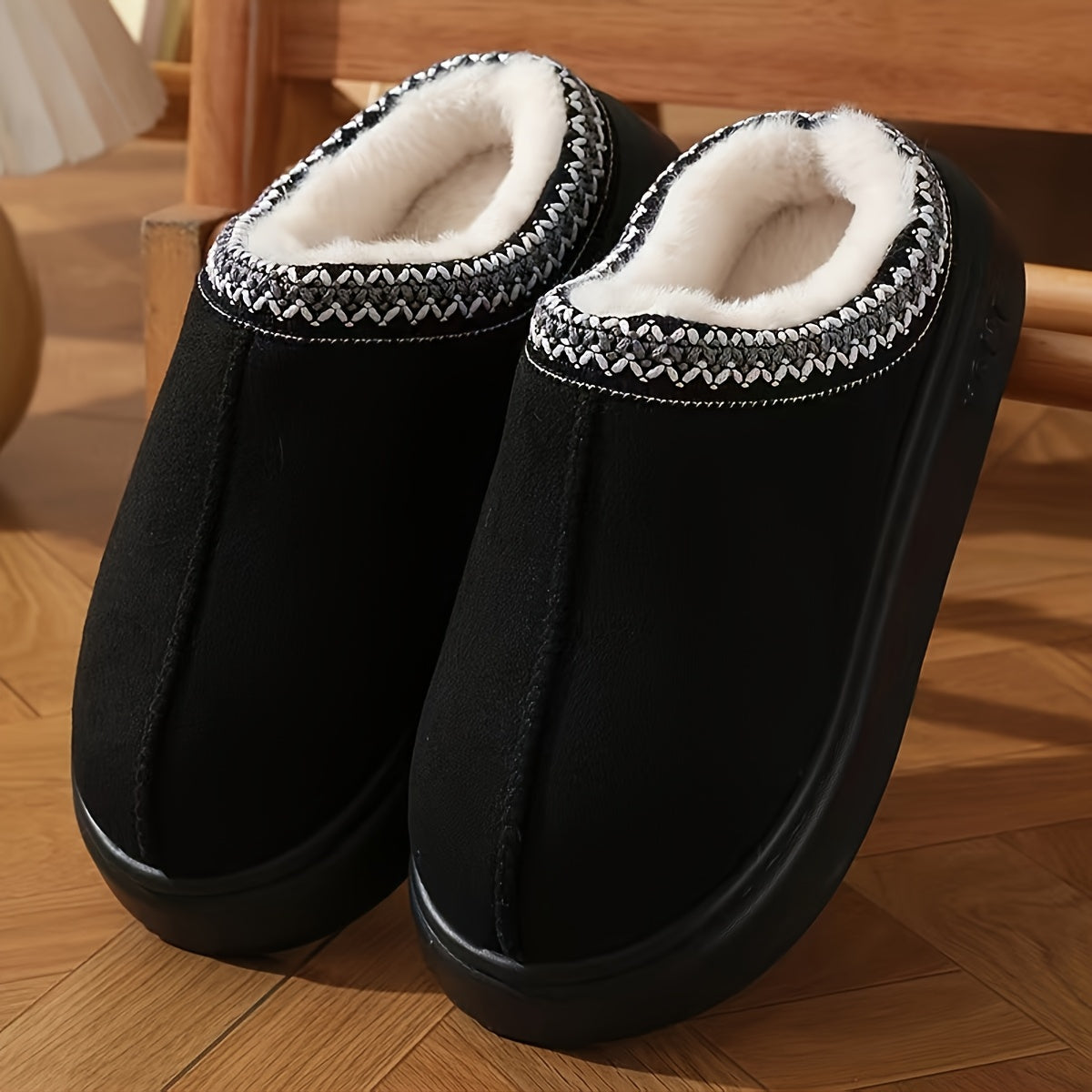 Women’s Winter Home Slippers Warm Soft Sole Wool Lined Indoor Outdoor Shoes