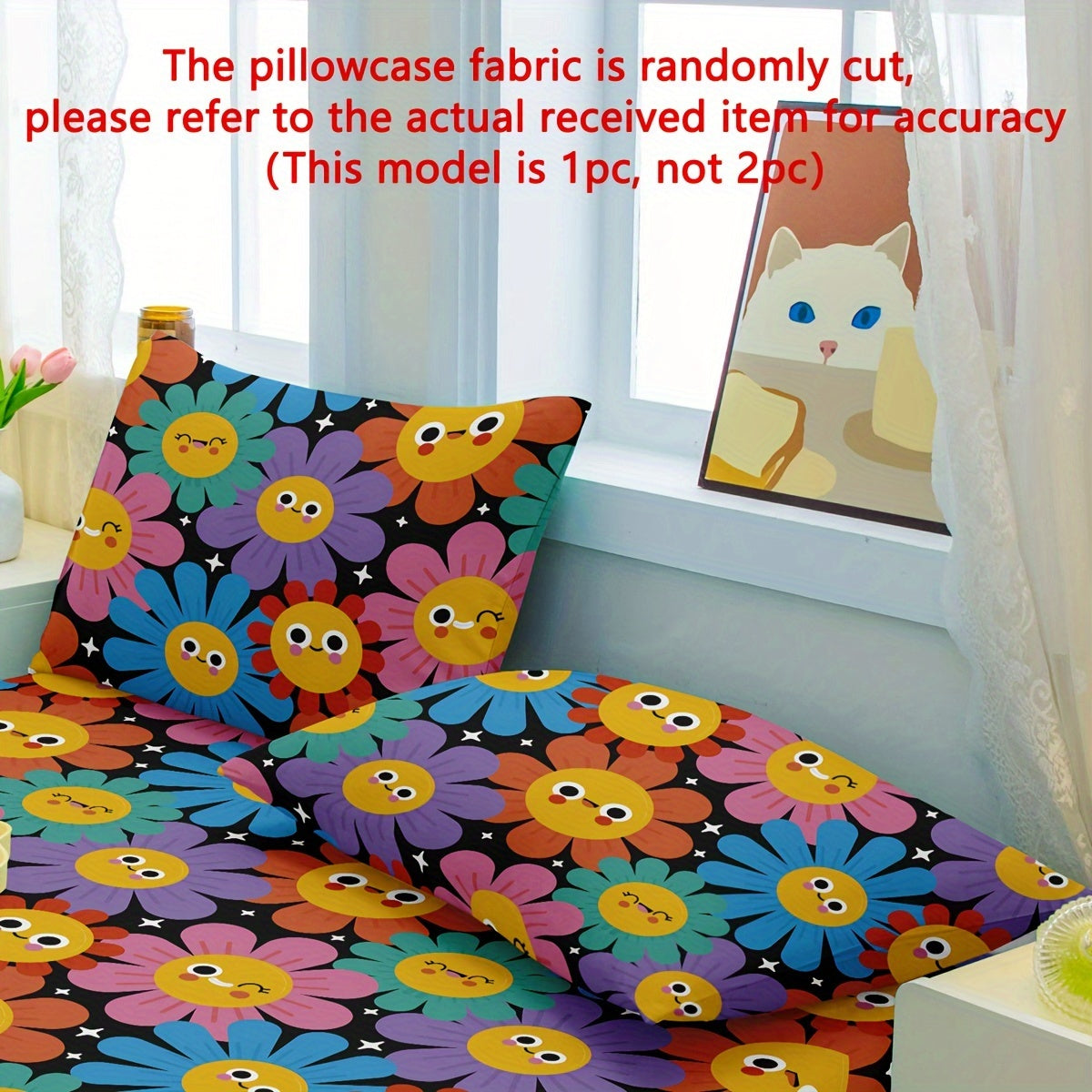 Floral Printed Microfiber Pillowcase with Pocket Closure and Quilted Design