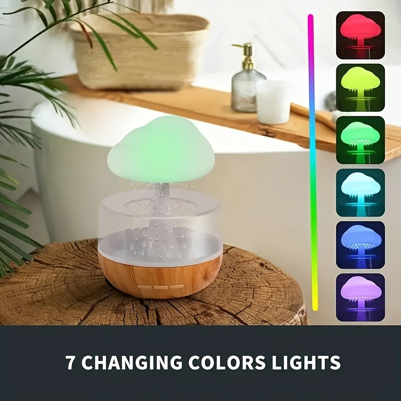 Colorful LED Ambient Light Mushroom Cloud Humidifier USB Night Light for Bedroom Office