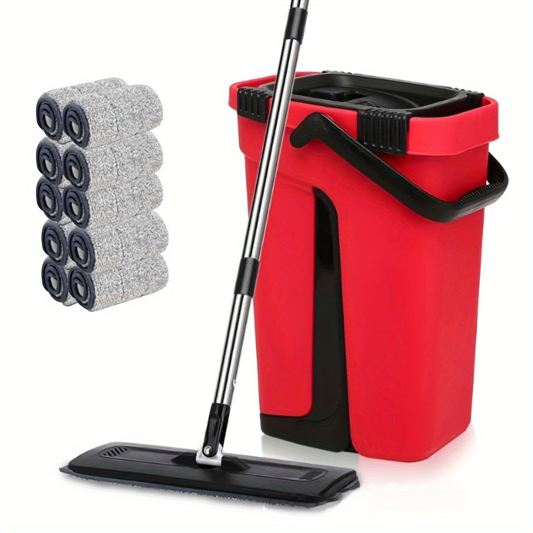 Microfiber Mop Set with 2 Reusable Pads, Stainless Steel Handle, Wet and Dry Cleaning