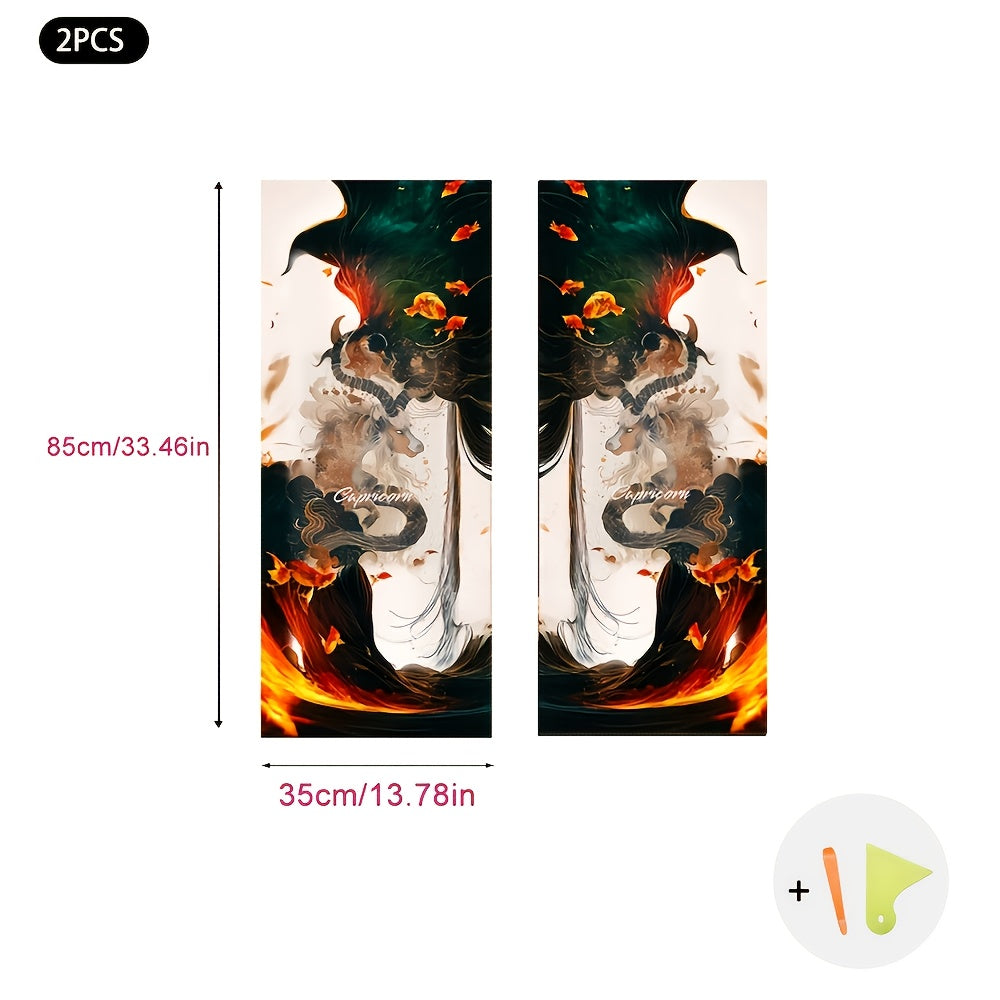 JDM ilhomlangan o'z-o'zidan yopishadigan avtomobil ichki dekorlari, tom va A ustunlari uchun zamonaviy tikuv va oltin folga aksentlari bilan multfilm dizaynlarida.