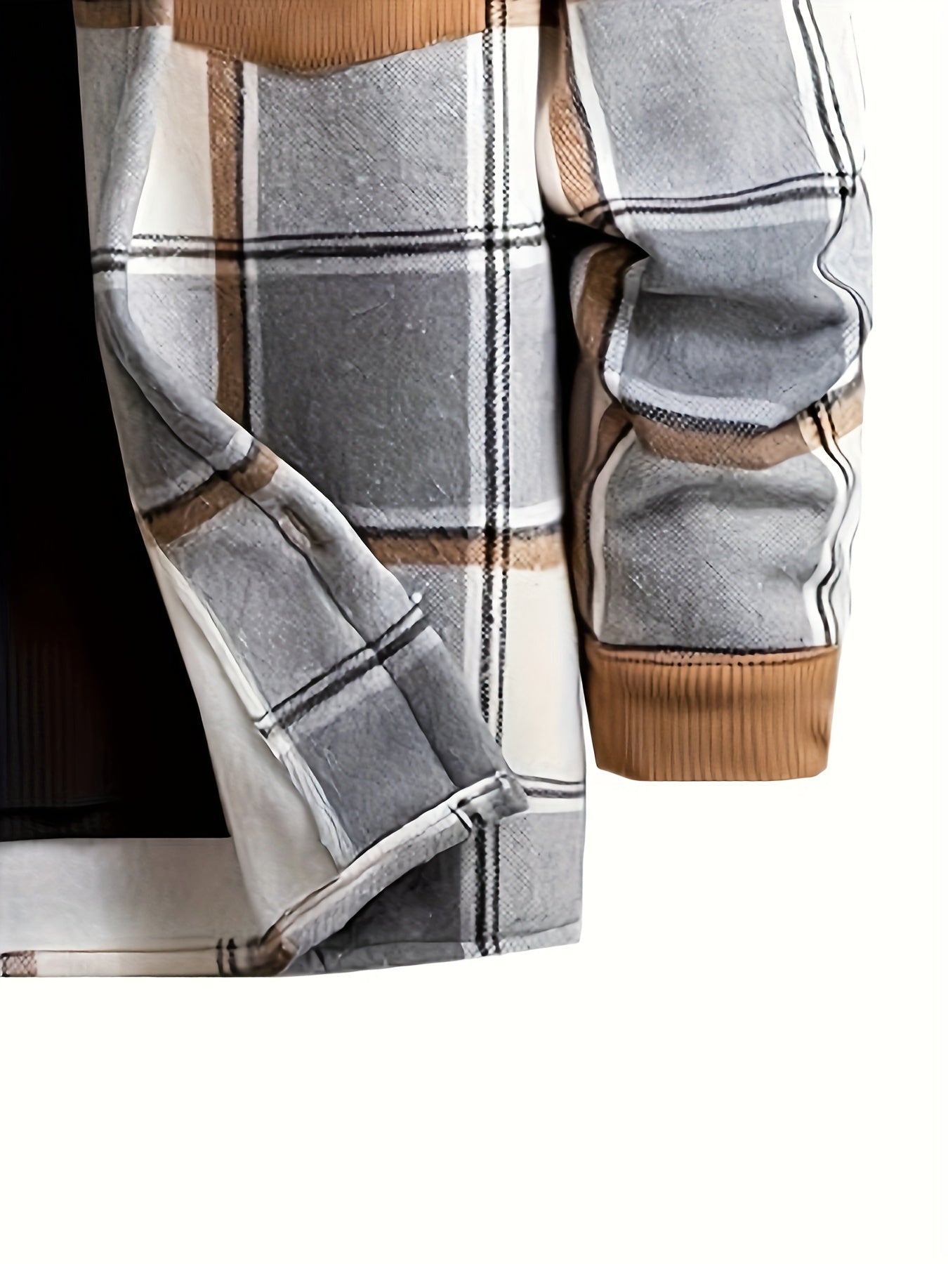 Пальто большого размера для мужчин с клетчатым принтом, накладными карманами и опущенными плечами