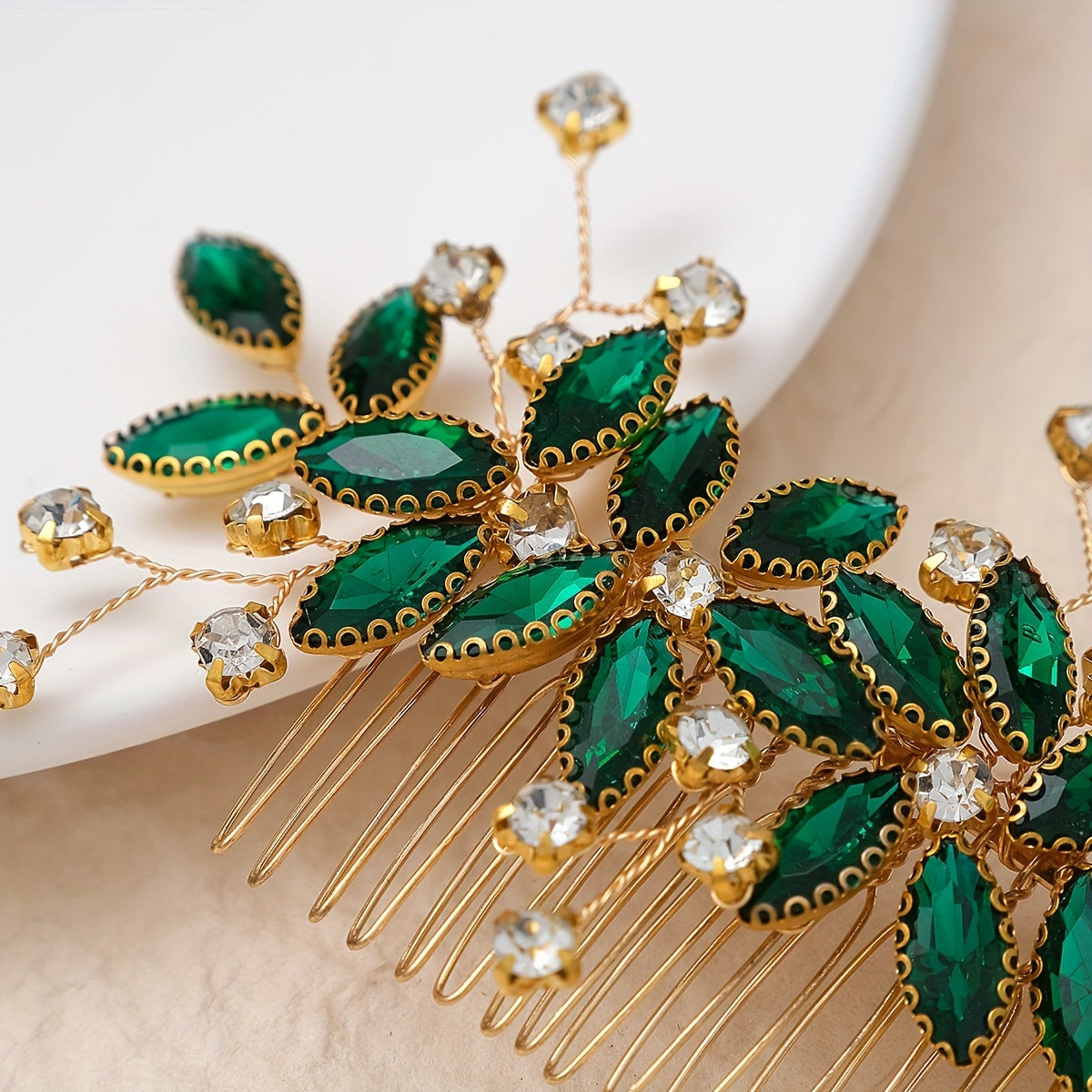 Handmade Hair Comb with Beads and Rhinestones for Weddings and Bridal Hair Accessories