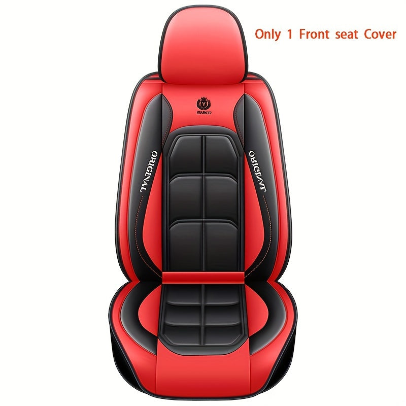 Car Seat Cover Leather Front Cushions for Sedan SUV Truck All-Season Red Black