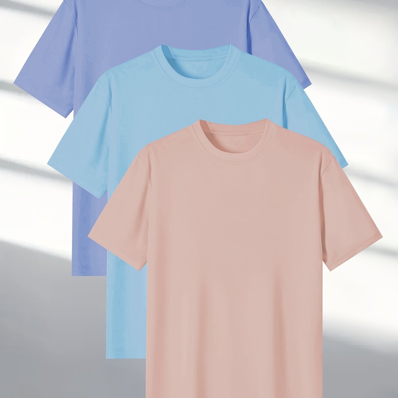 Men's Short Sleeve T-Shirt Set 3 Pieces Solid Polyester Casual All Seasons