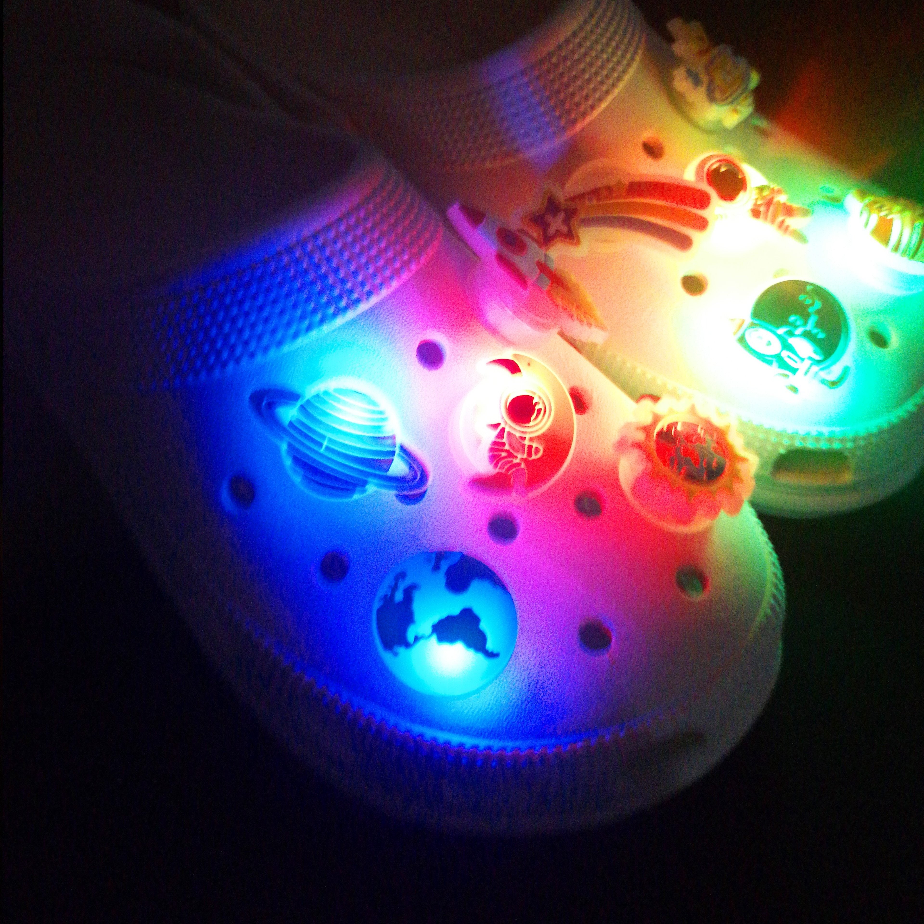 2-Pack Glow-in-The-Dark PVC Astronaut LED Charms for Clogs and Sandals