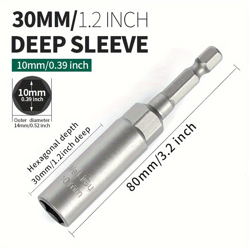 Juego de llaves de vaso profundo de 30mm, acero de vanadio cromado, llave hexagonal extendida, no magnética