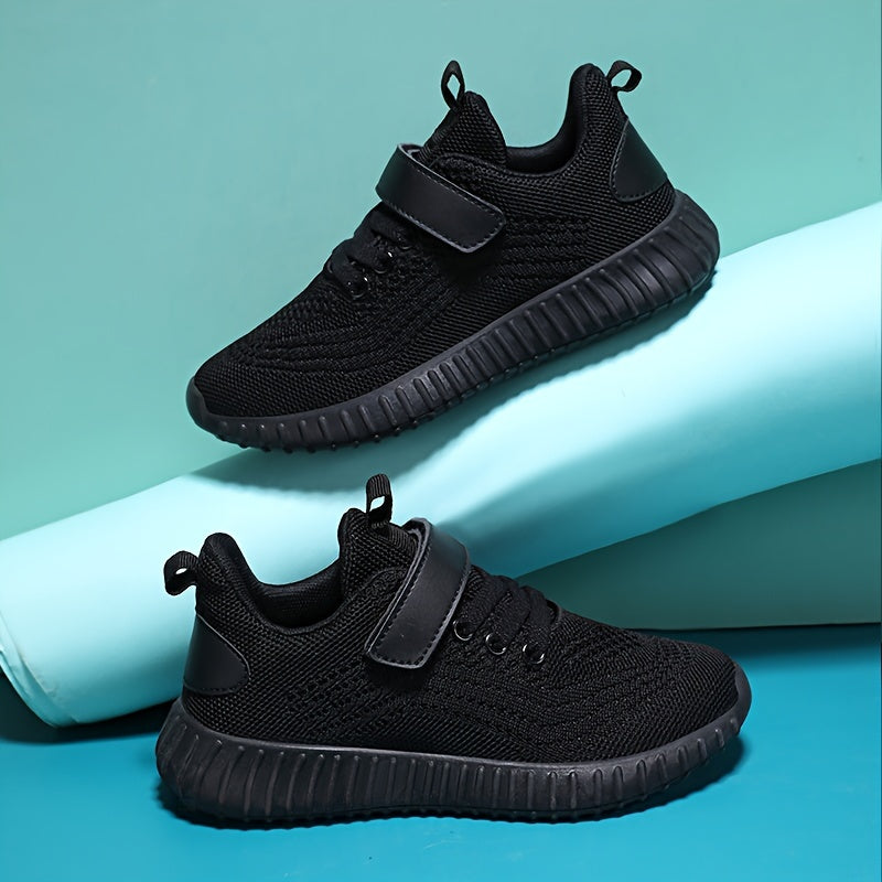 Girls Mesh Sneakers with Hook-and-Loop Closure Lightweight EVA Sole All Seasons