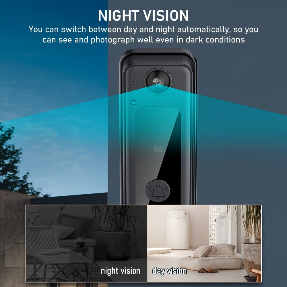 Oddiy Aqlli Esik Qong'irog'i To'plami HD Kamera, Ichki Monitor, Tungi Ko'rish, Qayta Zaryadlanadigan Batareya - Qariyalar uchun Ideal.