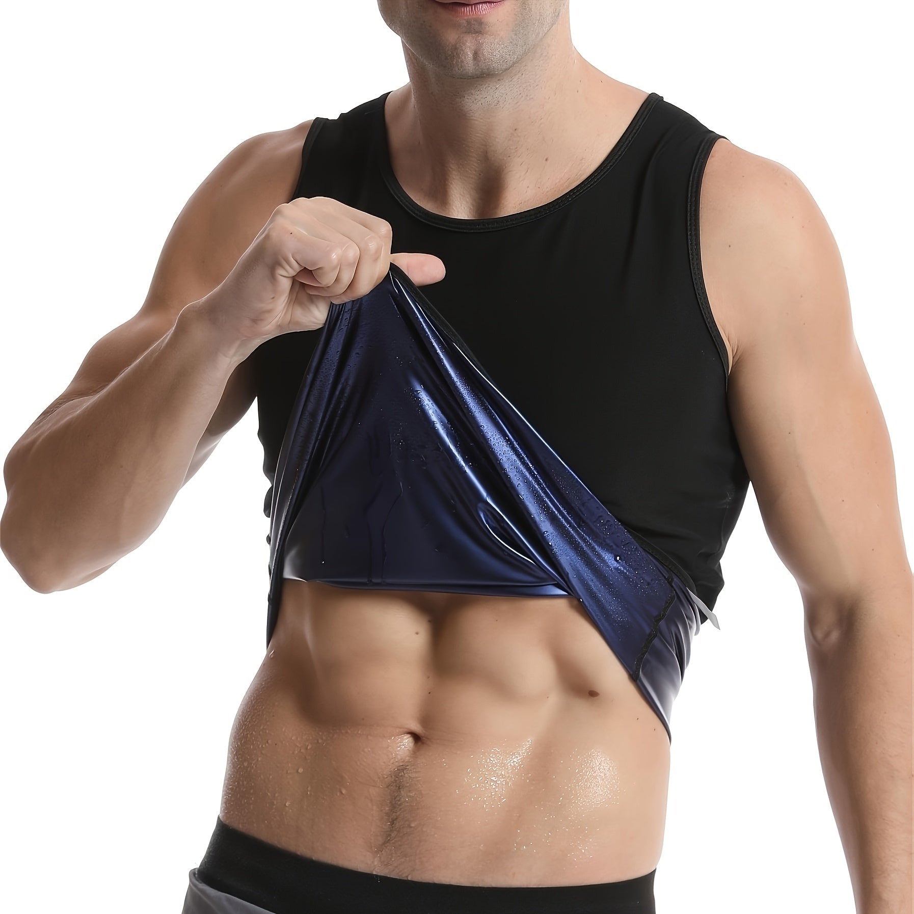 Men's Sauna Sweat Shaping Sportswear Tank Top for Fitness Training Slimming Polyester