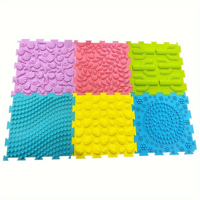Set of 6 Interlocking Foam Puzzle Floor Mats with Edging Soft Anti-Slip Play Area Rug Square Tiles