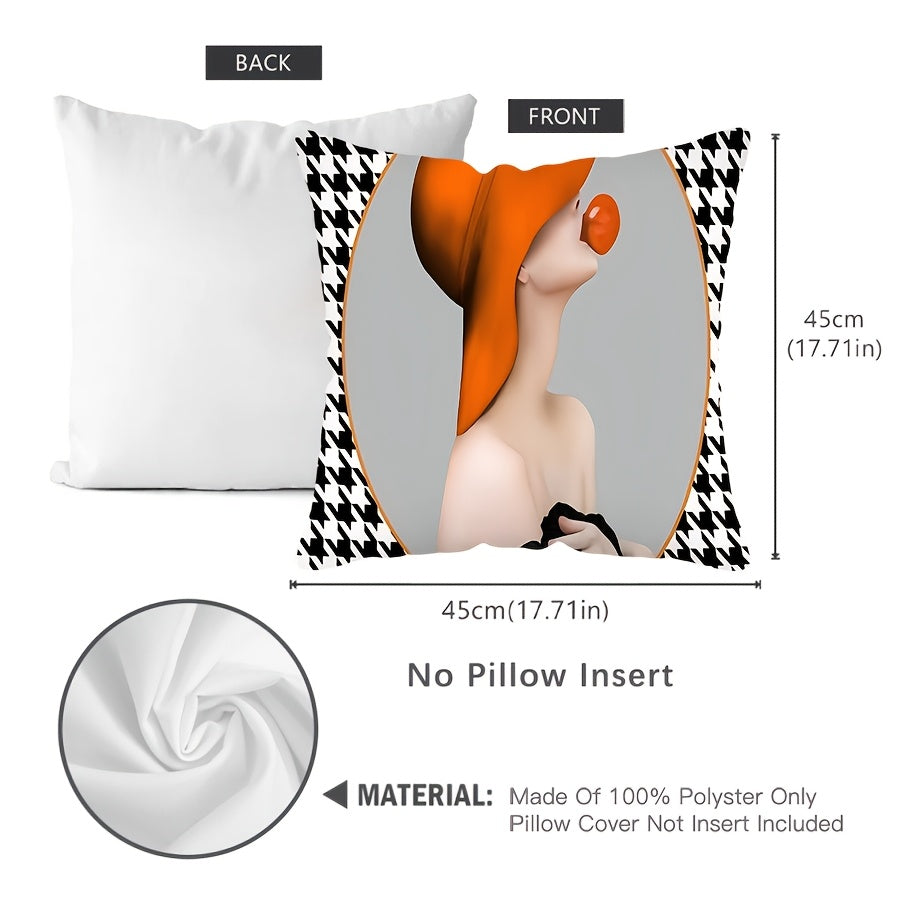 Houndstooth Throw Pillow Cover 44.96cm Polyester Zipper Sofa Bed Decor