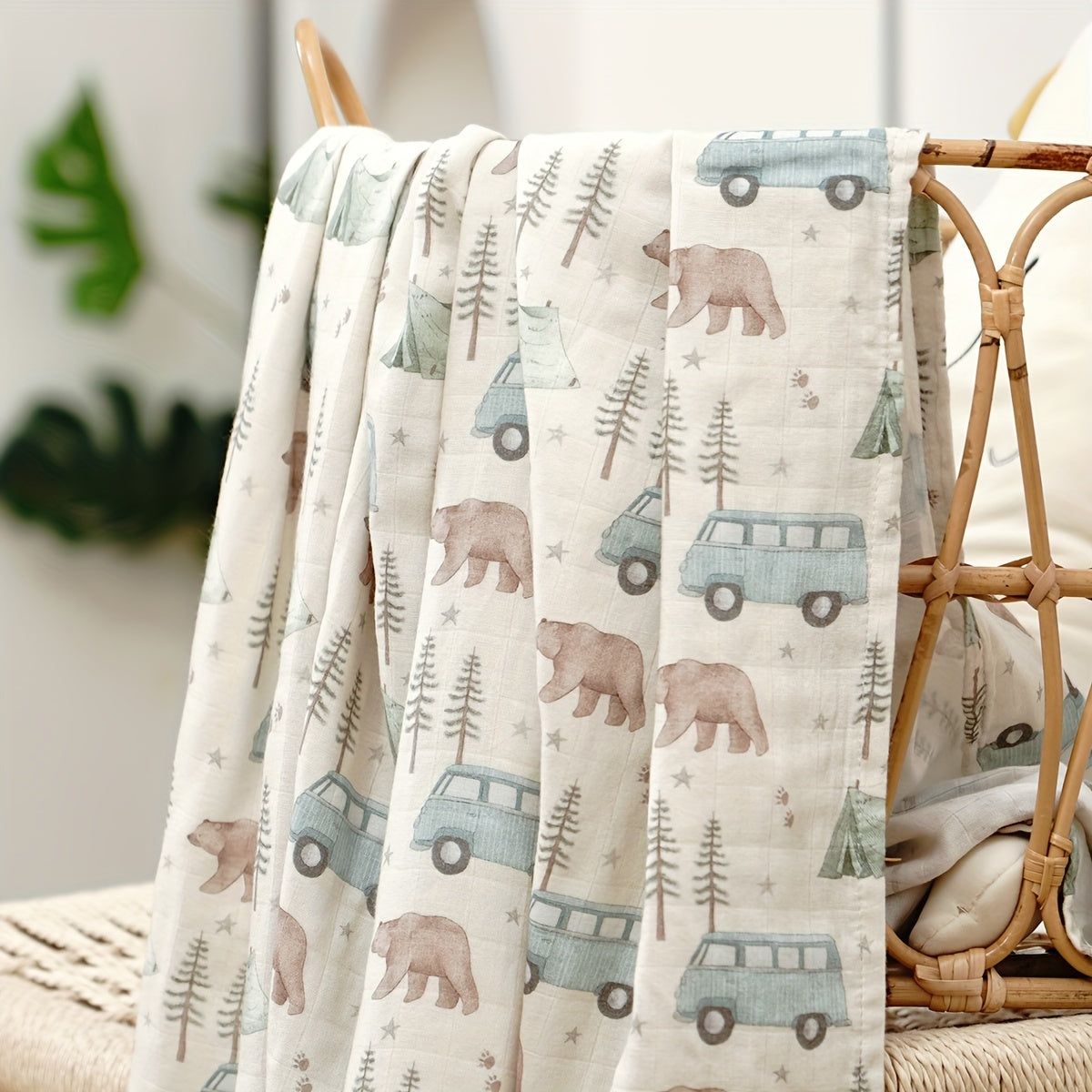 Baby Bamboo Cotton Blanket with Muslin Swaddle Wrap 119x109cm