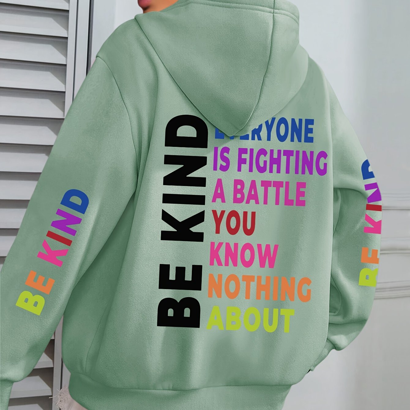 Women’s Knit Hoodie with Alphabet Pattern Casual Fall Winter Big Size