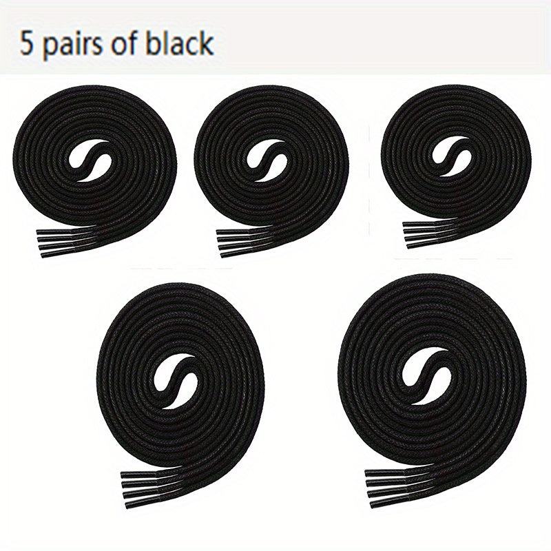 5 Pairs Waxed Thin Round Leather Shoe Laces for Dress and Casual Boots