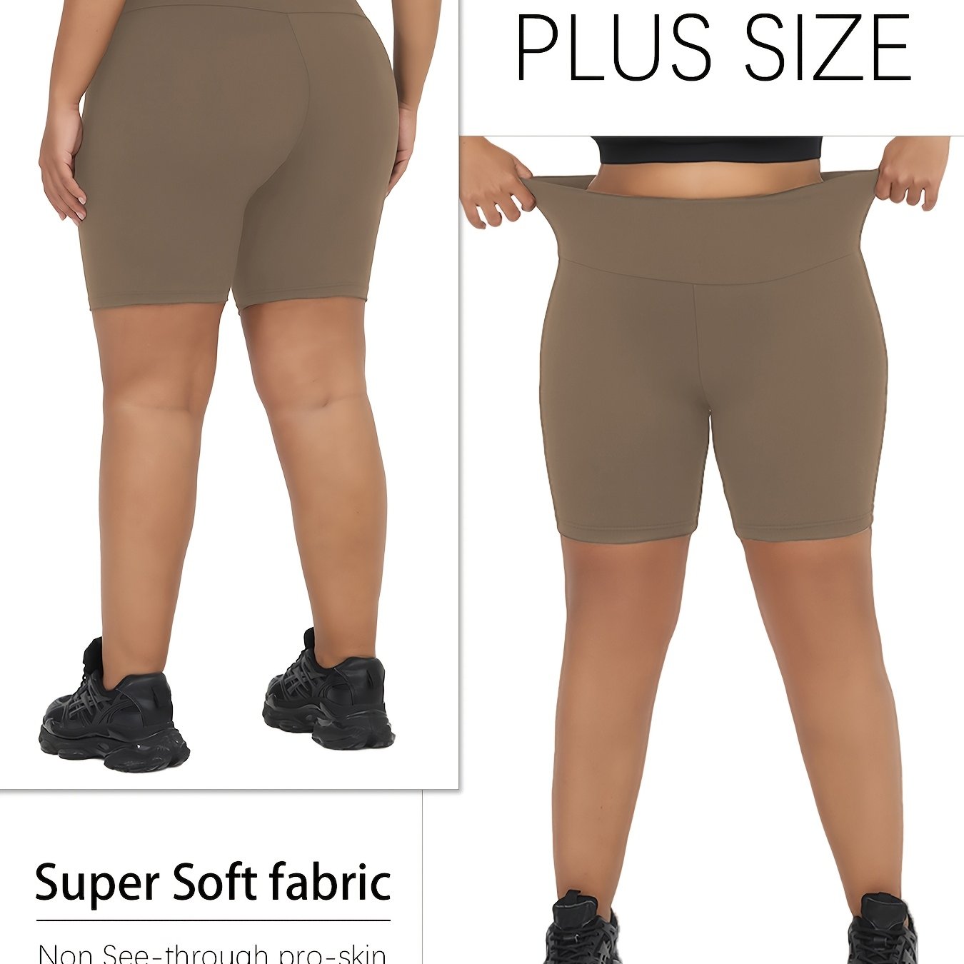 Plus Size Women's High Waisted Biker Shorts Workout Yoga Running Athletic