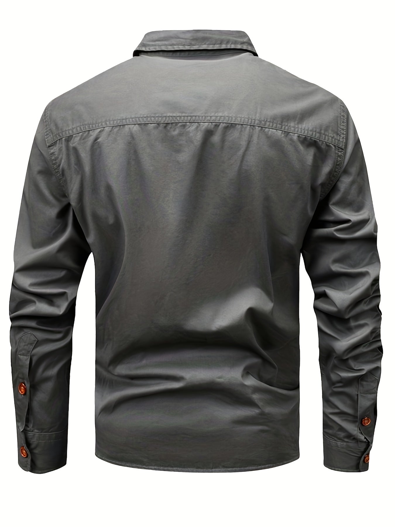 Men's Cotton Cargo Shirt Long Sleeve Pockets Casual Outdoor Fall