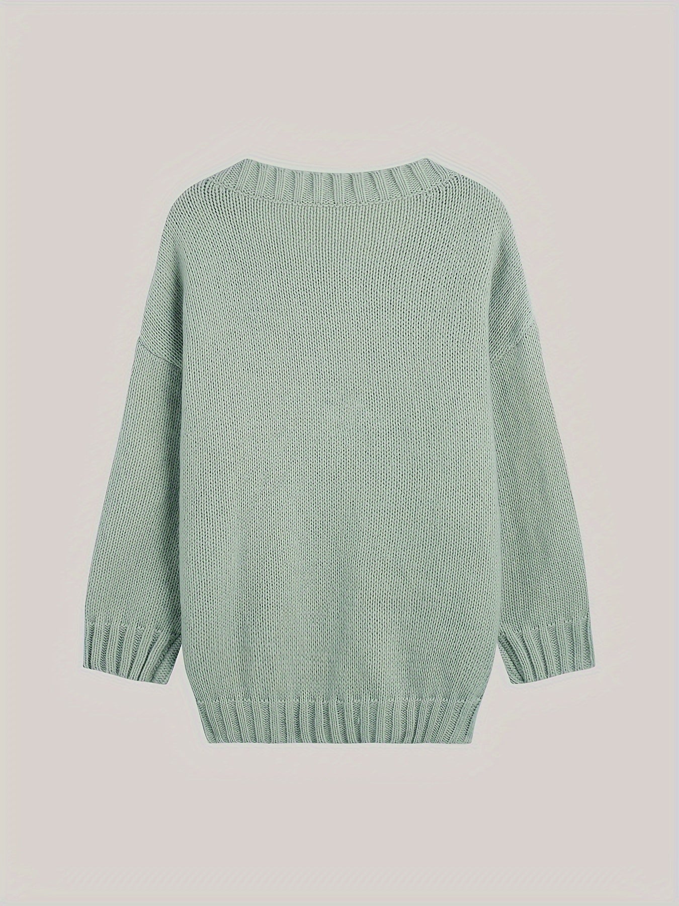 Plus Size Women's Solid Long Sleeve Crew Neck Sweater Fall Winter Casual