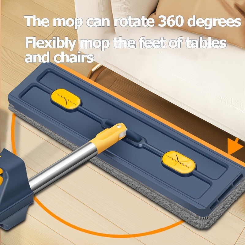 2024 yilda yangi va takomillashtirilgan katta tekis mopu va chelak to'plami, 6 ta mikro tolali pad bilan birga - har qanday xonada quruq va nam tozalash uchun zanglamaydigan po'latdan 360° aylanuvchi mop, elektr energiyasiga ehtiyoj sezmasdan.